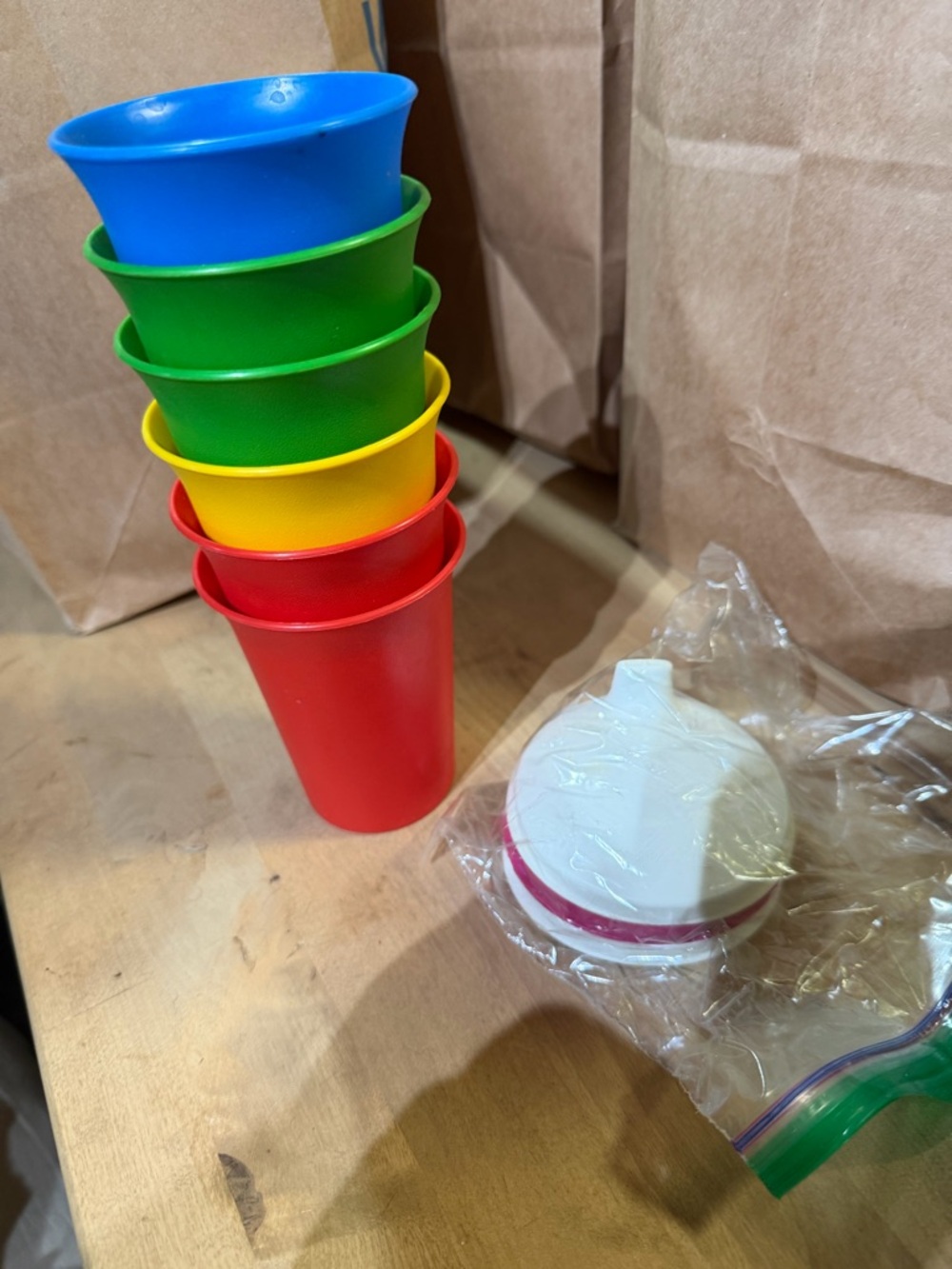 Tupperware kids bell cups. Stackable Plastic Cups in Blue, Green, Yellow, Red